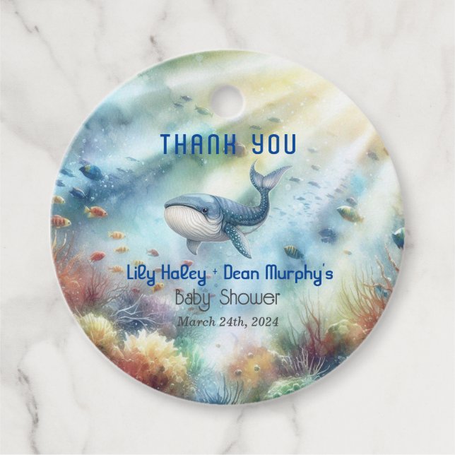 Étiquettes Cadeau Sous le Baby shower marin (Devant)