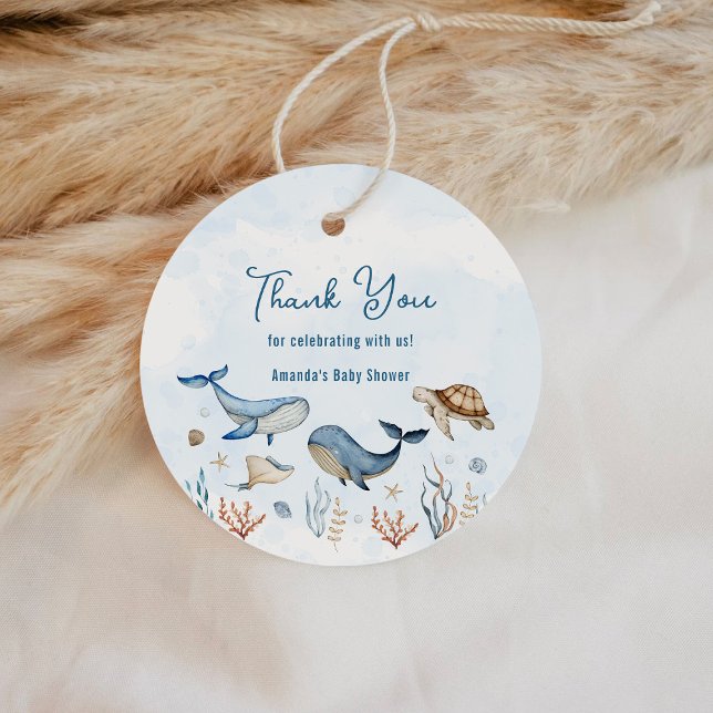 Étiquettes Cadeau Sous le Merci du Baby shower marin (Créateur téléchargé)