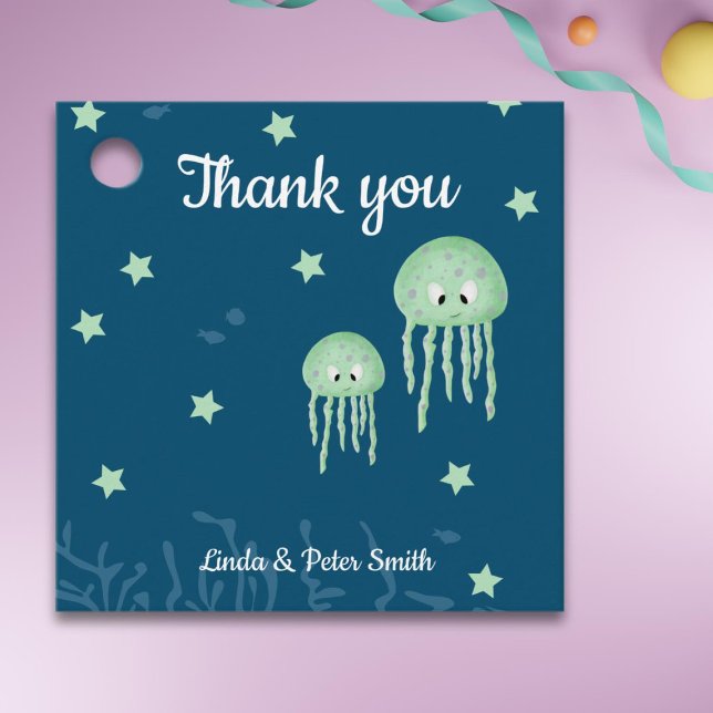 Étiquettes Cadeau Sous le Merci neutre des méduses marines (Créateur téléchargé)