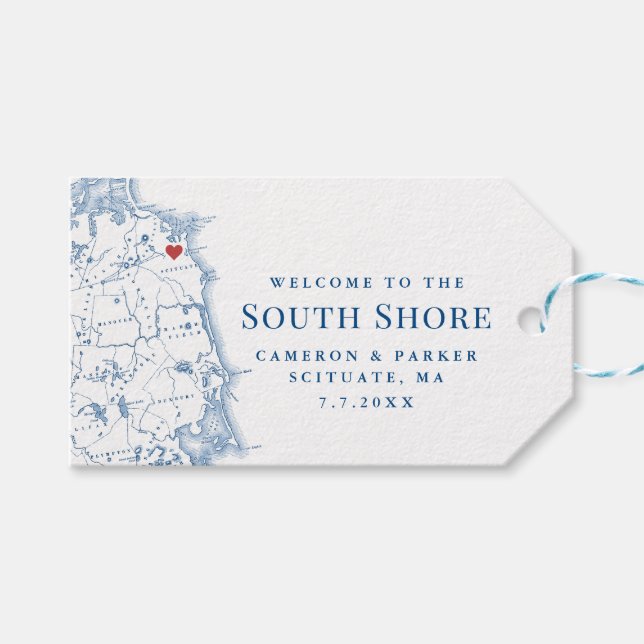 Étiquettes-cadeau South Shore Massachusetts Carte Mariage élégant (Devant (Horizontal))