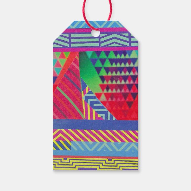 Étiquettes-cadeau southwestern borders and triangles collage (Devant)