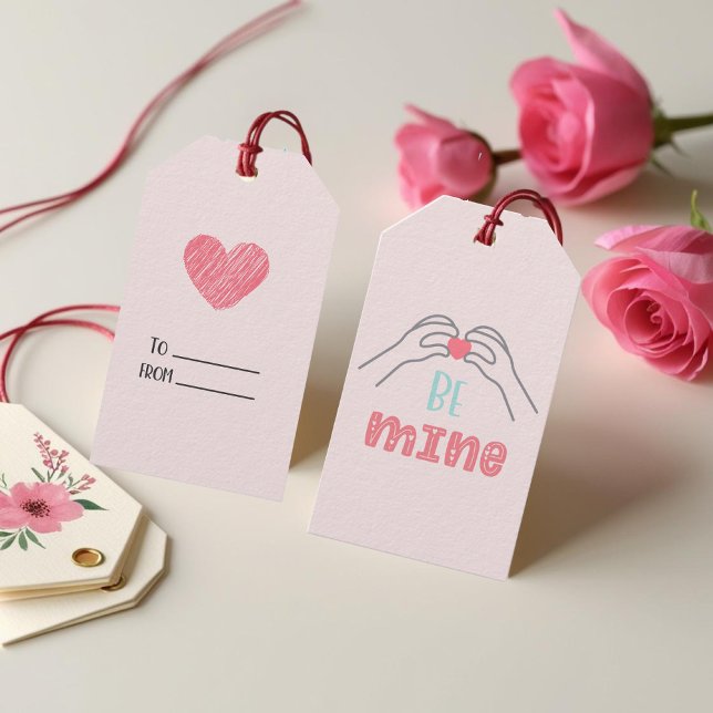 Étiquettes-cadeau Soyez la Saint-Valentin rose pour moi (Be Mine Simple Pink Valentine's Day Gift Tags)