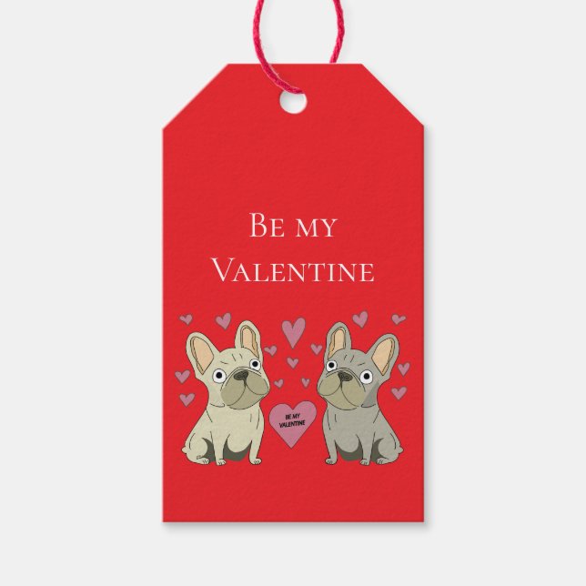 Étiquettes-cadeau Soyez mes Saint-Valentin, chiens (Devant)