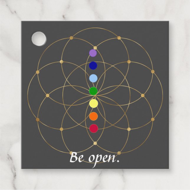 Étiquettes Cadeau Soyez ouvert Chakra & Graines de Vie (Devant)