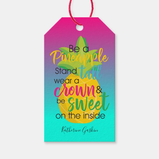 Étiquettes-cadeau Soyez un ananas belle citation merci (Devant)