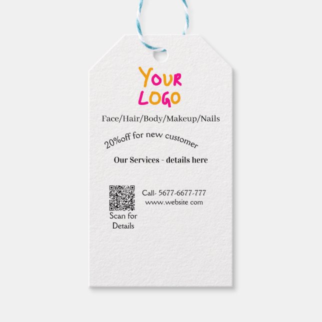 Étiquettes-cadeau Spa massage salon discount offer services contact  (Devant)