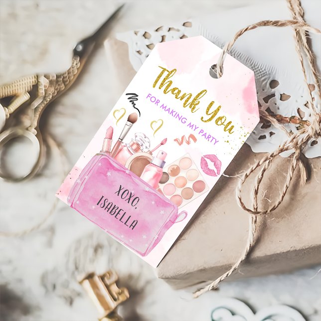 Étiquettes-cadeau Spa Party Fille Glam Maquillage Anniversaire Balis (Créateur téléchargé)