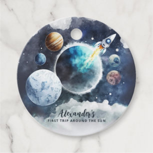 Étiquettes Cadeau Space Planètes & Rockship Boy 1er anniversaire