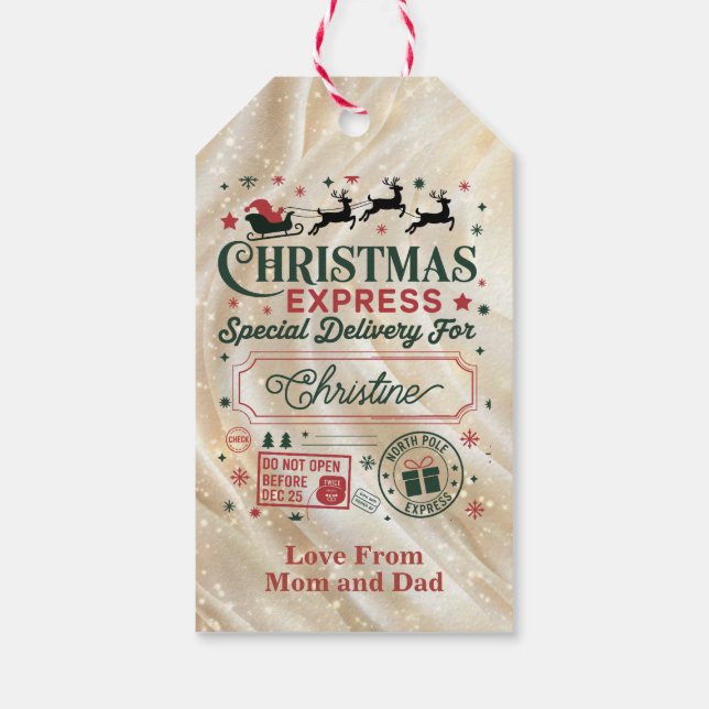 Étiquettes-cadeau Spécial Livraison Express de Noël (Dos)