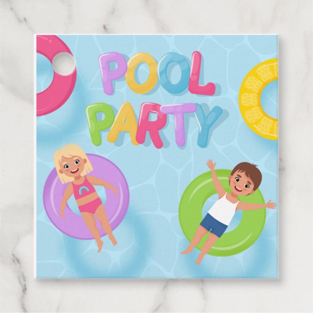 Étiquettes Cadeau Splash Bash Enfants Pool Party Anniversaire (Devant)
