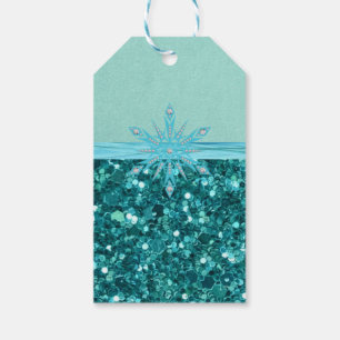 Étiquettes-cadeau Splendeur turquoise, parties scintillant et étince
