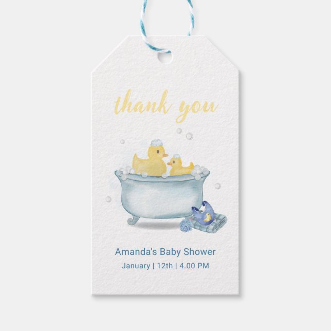 Étiquettes-cadeau Splish Splash Maman Canard Bébé Douche (Devant)