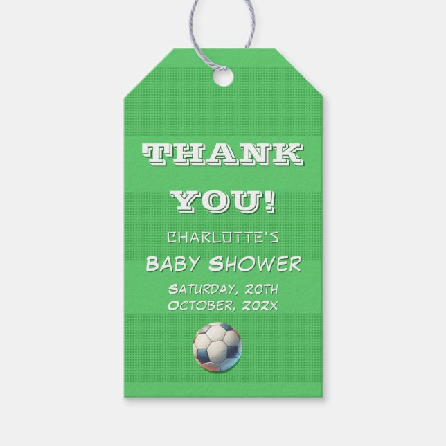 Étiquettes-cadeau Sport Football Baby Boy Douche (Devant)