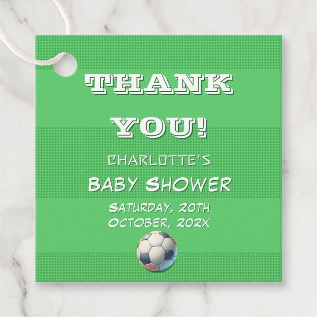 Étiquettes Cadeau Sport Football Baby Boy Douche (Devant)