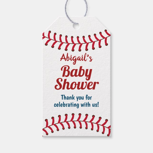 Étiquettes-cadeau Sports De Baseball Baby shower À Thème Favoriser (Devant)
