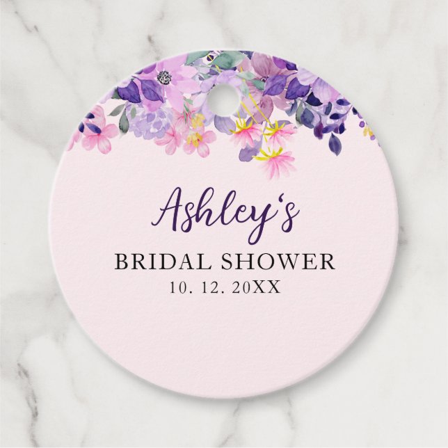 Étiquettes Cadeau Spring Bridal shower with wildflowers Purple Color (Devant)