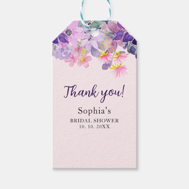 Étiquettes-cadeau Spring Bridal shower with wildflowers Purple Color (Devant)