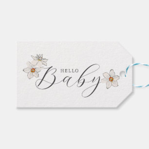 Étiquettes-cadeau Spring Daffodil Hello Baby Script baby shower