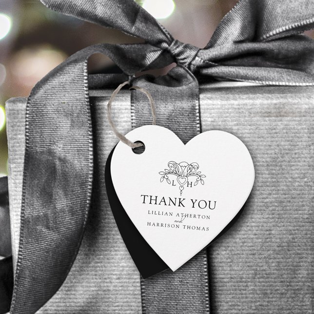 Étiquettes Cadeau Spring fleur de lis élégant mono mariage merci (Créateur téléchargé)