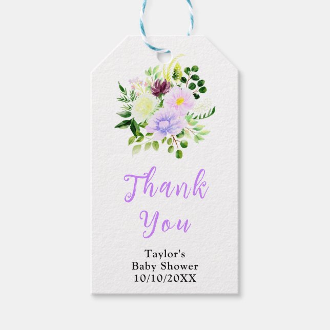 Étiquettes-cadeau Spring Purple Floral Baby Shower Thank You (Devant)