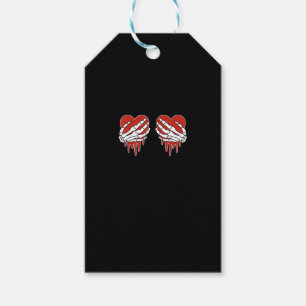 Étiquettes-cadeau Squelette anti-Valentin mains coeur Goth