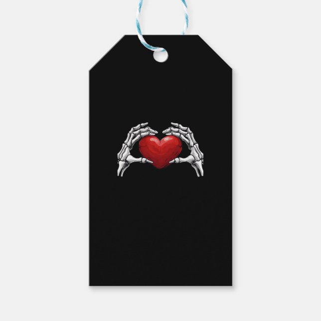 Étiquettes-cadeau Squelette Mains Tenant Un Coeur Rouge Design Class (Devant)