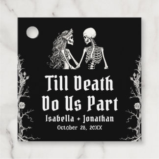 Étiquettes Cadeau Squelettes d'Halloween "Jusqu'à ce que la mort nou