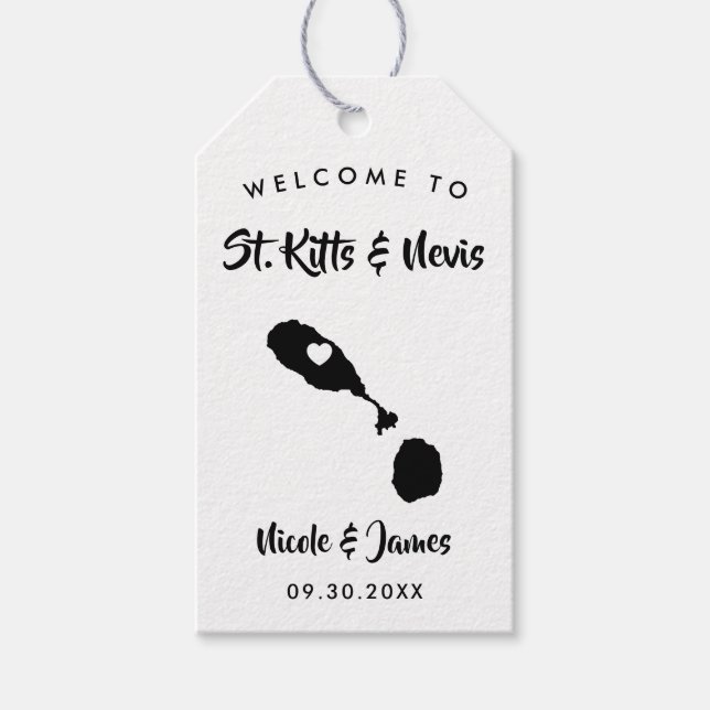 Étiquettes-cadeau St Kitts & Nevis Mariage Welcome Baguettes, Carte (Devant)