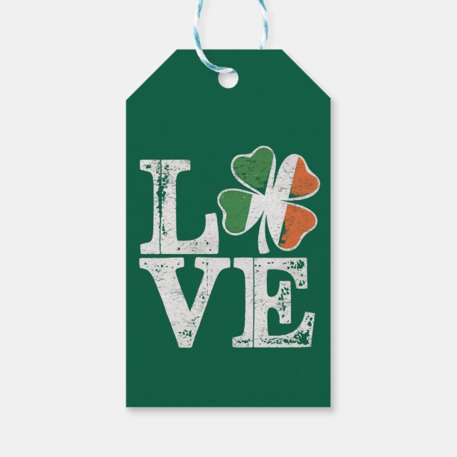 Étiquettes-cadeau St Patrick Love Chance Irlande Trèfle Vert  (Dos)