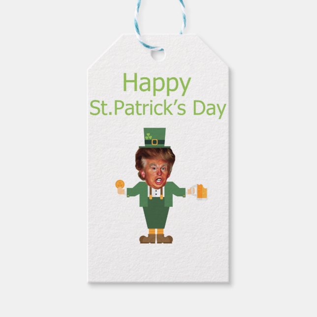 Étiquettes-cadeau st patrick trump leprechaun (Devant)