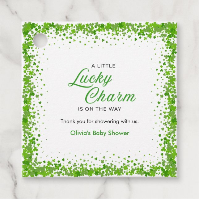 Étiquettes Cadeau St Patrick's Day A Little Lucky Charm Baby Shower  (Devant)