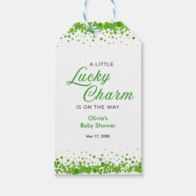 Étiquettes-cadeau St Patrick's Day A Little Lucky Charm Baby Shower  (Devant)