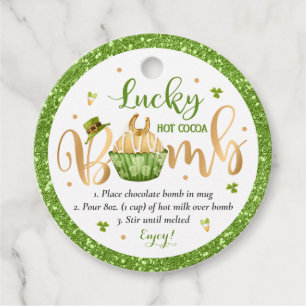 Étiquettes Cadeau St Patrick's Day Hot Chocolate Bombe Lucky Bomb