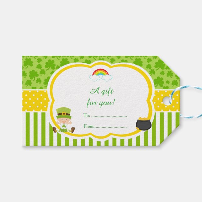 Étiquettes-cadeau St Patrick's Day Irish Holiday Boy Baby shower (Devant (Horizontal))