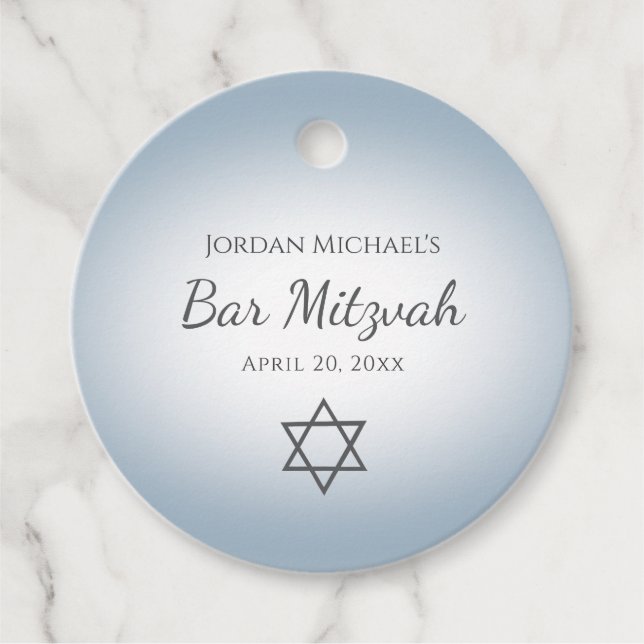 Étiquettes Cadeau Star of David Simple Blue Bar Mitzvah (Devant)