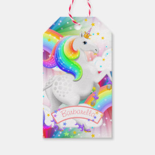 Étiquettes-cadeau Starburst Rainbow Princess Unicorn Anniversaire