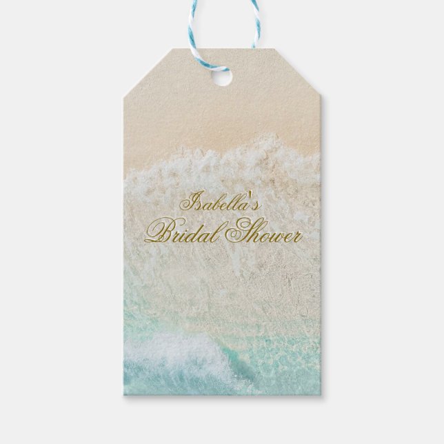 Étiquettes-cadeau Starfish and Shells Fête des mariées de plage trop (Devant)