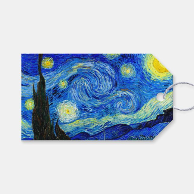 Étiquettes-cadeau Starry Night by Van Gogh Art (Devant (Horizontal))
