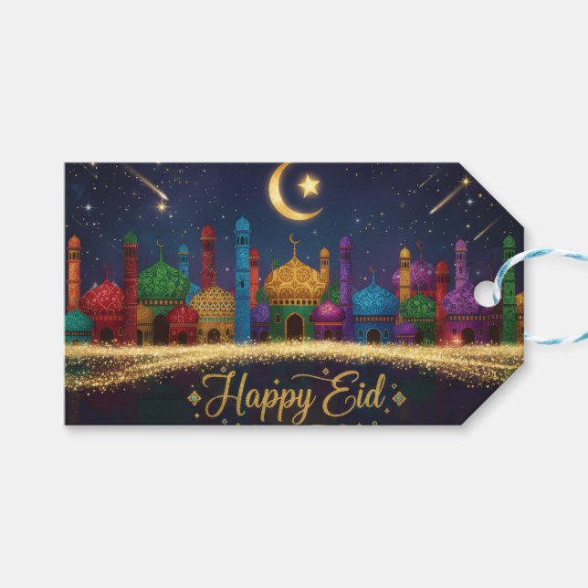 Étiquettes-cadeau Starry Nights Eid (Devant (Horizontal))