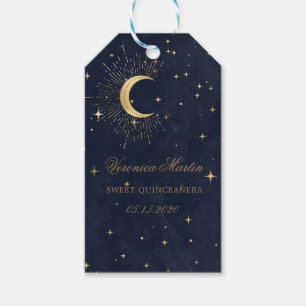 Étiquettes-cadeau Stars de la lune bleue de minuit Quinceanera