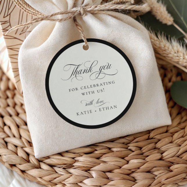 Étiquettes Cadeau STATELY CALLIGRAPHY Wedding Thank You (Créateur téléchargé)