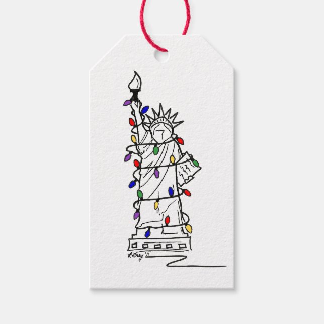 Étiquettes-cadeau Statue de la Liberté NYC Fêtes Noël (Devant)