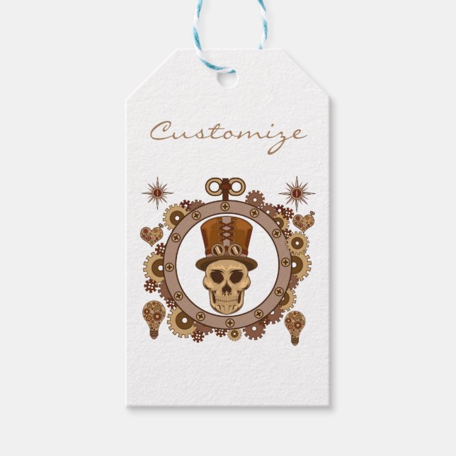 Étiquettes-cadeau Steampunk Thème Top Hat Skull Thunder_Cove (Devant)