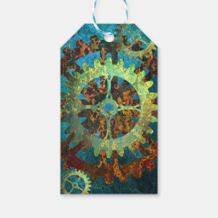 Étiquettes-cadeau Steampunk Verdigris Rousty Cogwheel