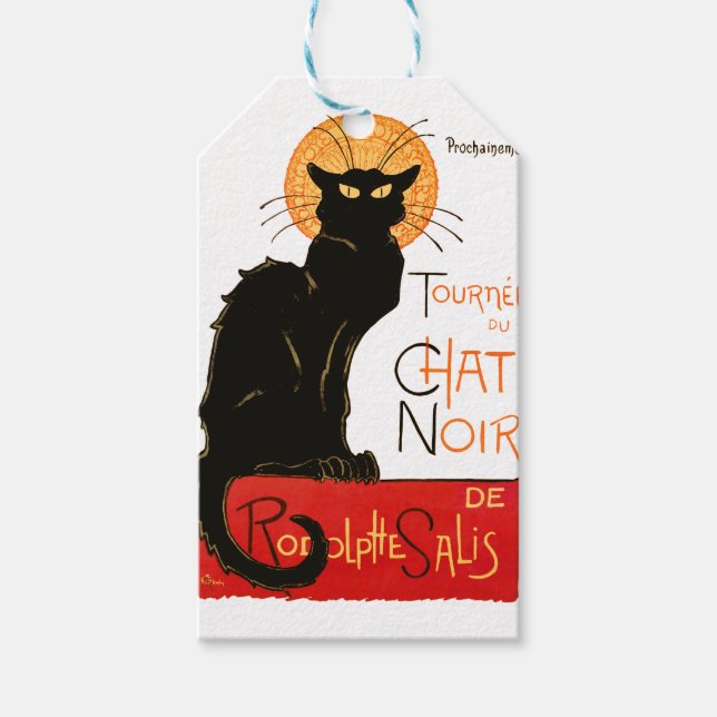 Étiquettes-cadeau Steinlen Chat Noir Classique Art Français (Devant)