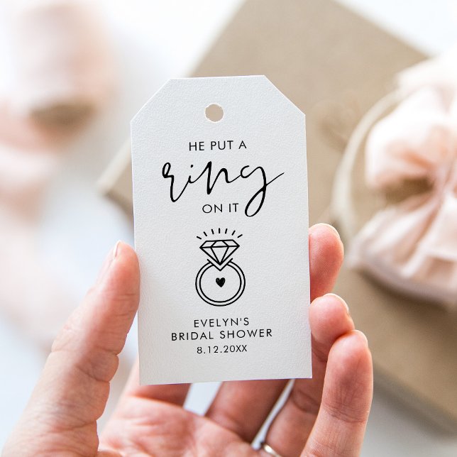 Étiquettes-cadeau STELLA Il a mis une bague sur la Fête des mariées  (Créateur téléchargé)