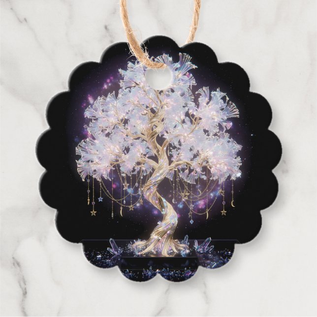 Étiquettes Cadeau Stellaires à Dentelle dorée et C (Devant)