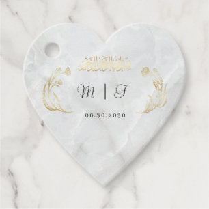 Étiquettes Cadeau Sticker Mariage de coeur Bismillah Gold Design