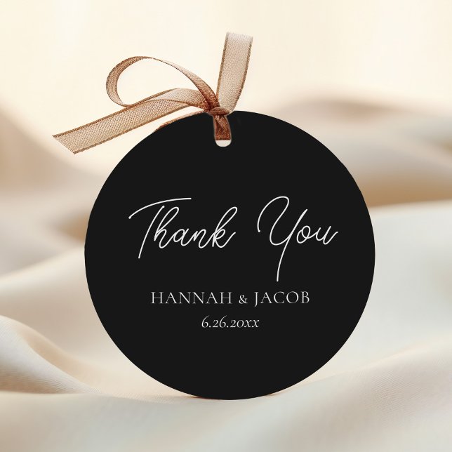Étiquettes Cadeau Sticker Mariage noir Favor Merci (Créateur téléchargé)