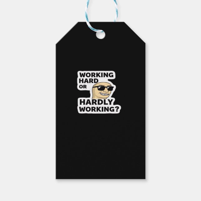 Étiquettes-cadeau Sticker Mème Drôle Travaillant Dur Ou Difficile (Devant)